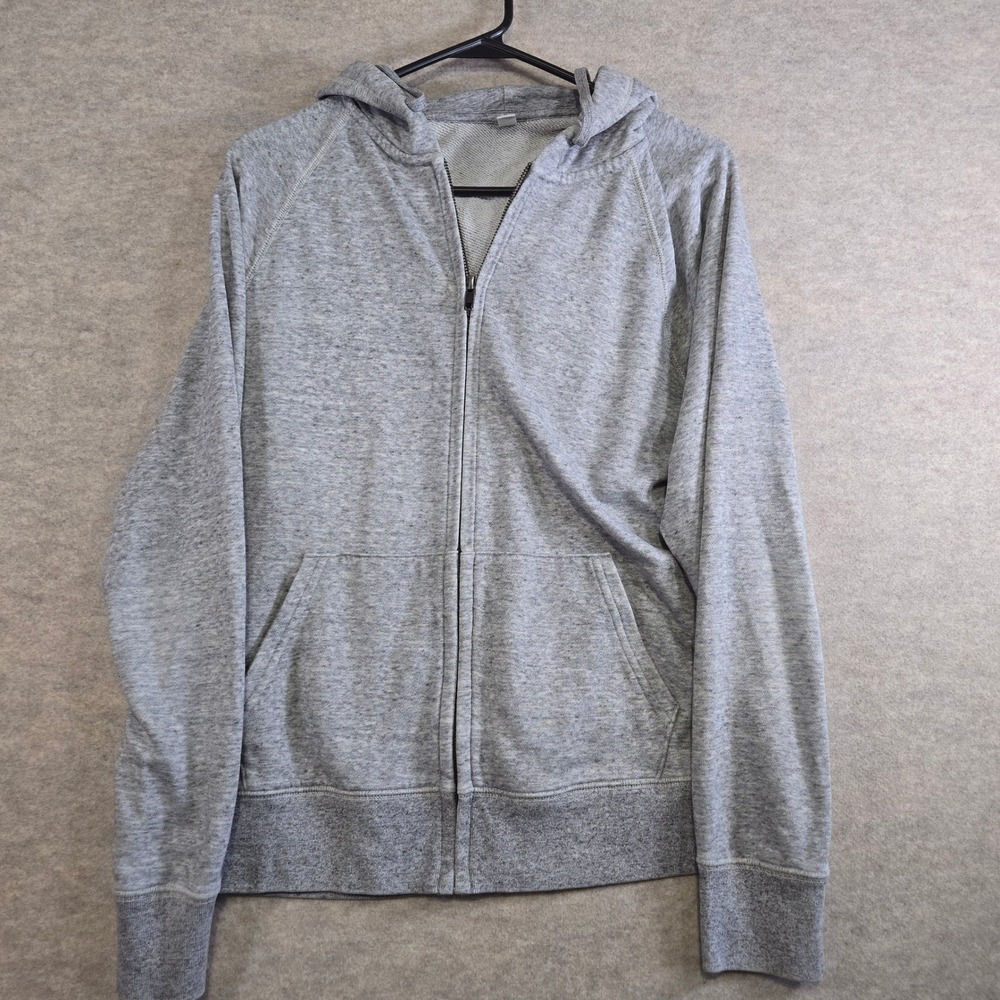 Uniqlo Mens Full Zip Hoodie Gray Raglan Sleeve Sweatshirt 241-413677 Size M